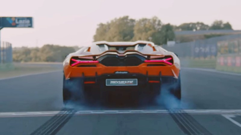 Watch Lamborghini’s Test Driver Fling the 1,001-HP Revuelto Around a Race Track