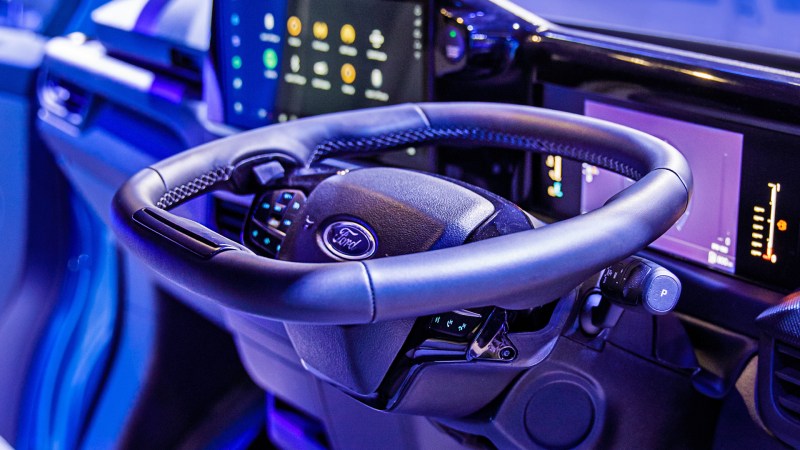 2024 Ford Transit’s Trick Steering Wheel Can Fold Up Into a Desk