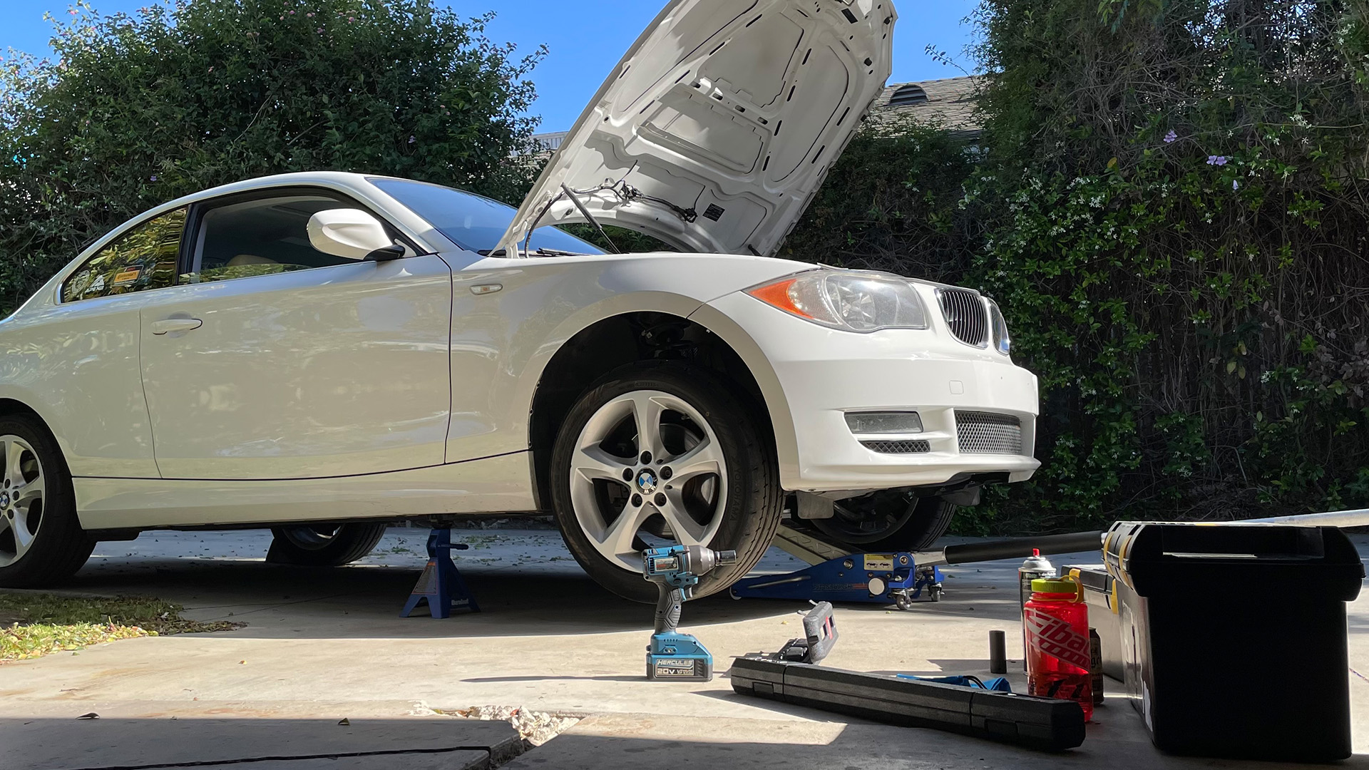 BMW 1 Series being serviced.