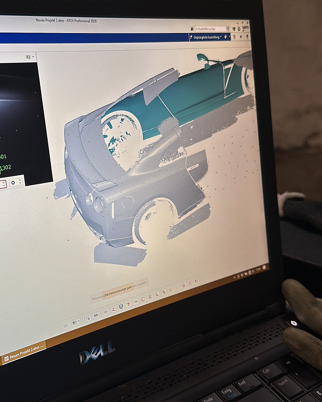 3D-scanning the R35's body to adapt the concept model. 