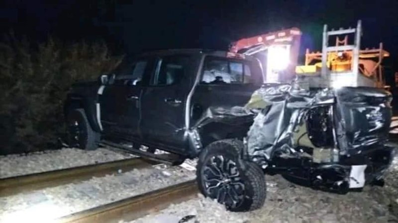 Destroyed 2024 GMC Canyon Denali stolen in train heist