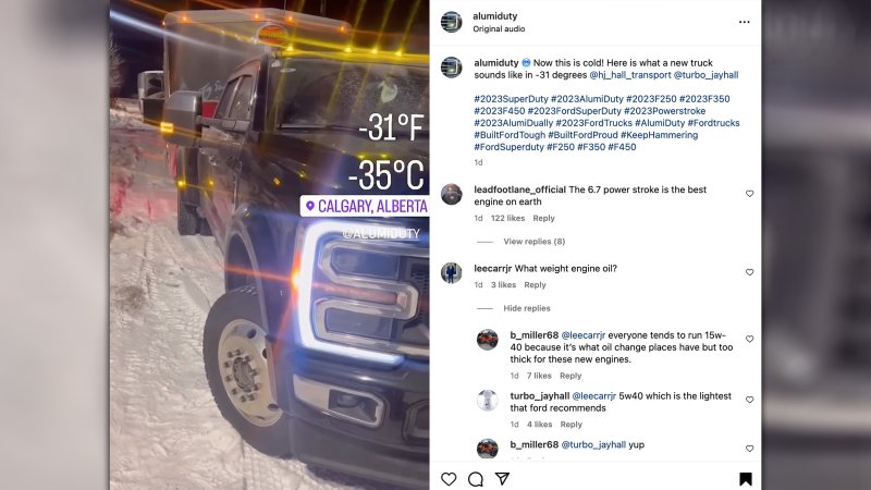 This Is What a New Ford Super Duty Diesel Sounds Like on a -30 Degree Cold Start