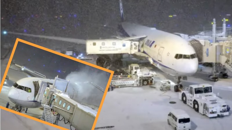 Airliners Clip Wings on the Tarmac After Towing Slip in Snow