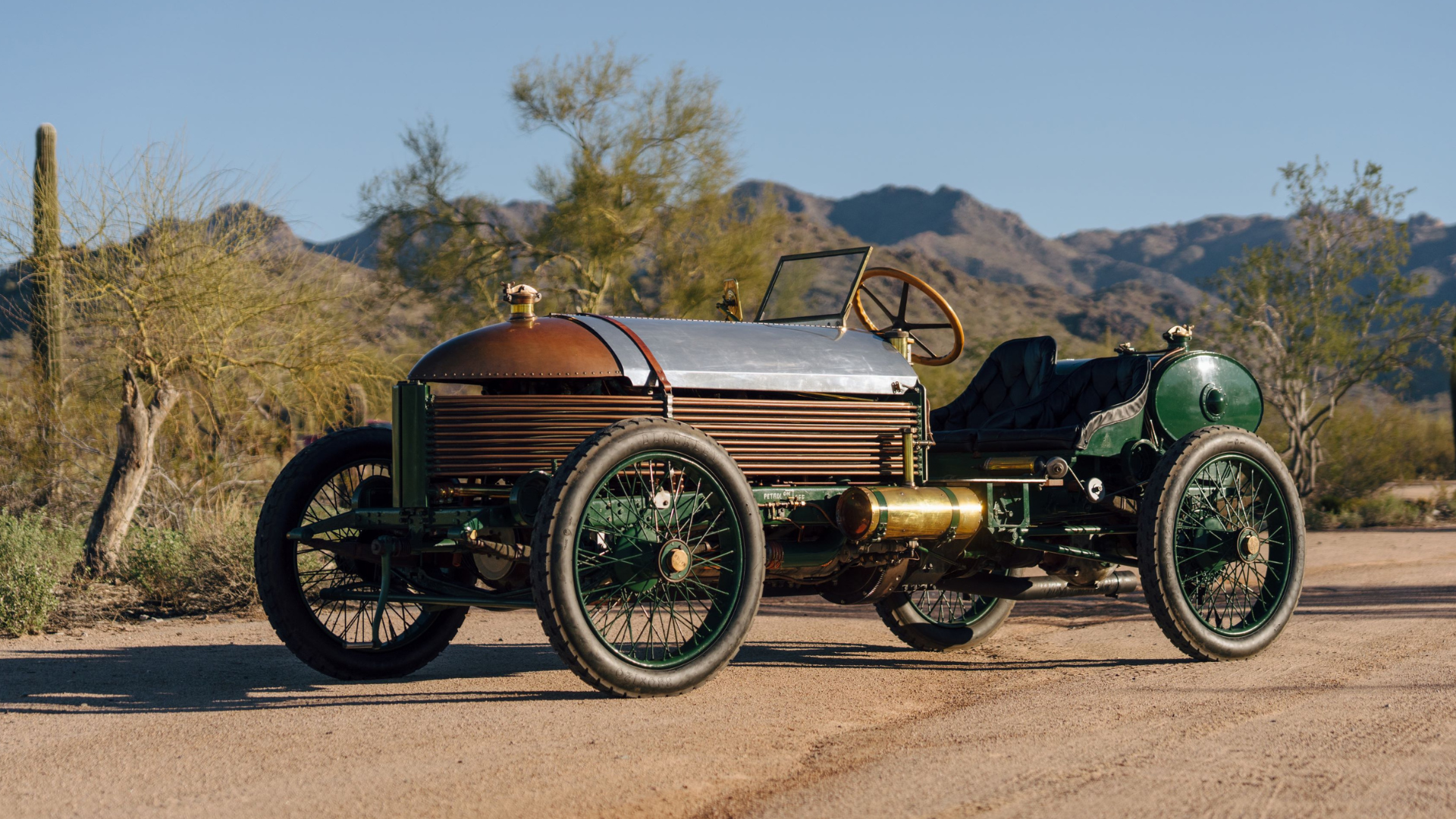 vintage racecar in the desert