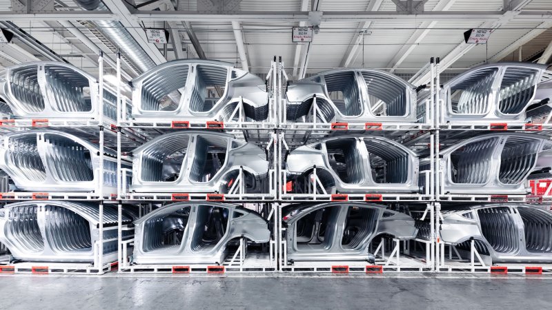 Tesla unibody sections at Fremont