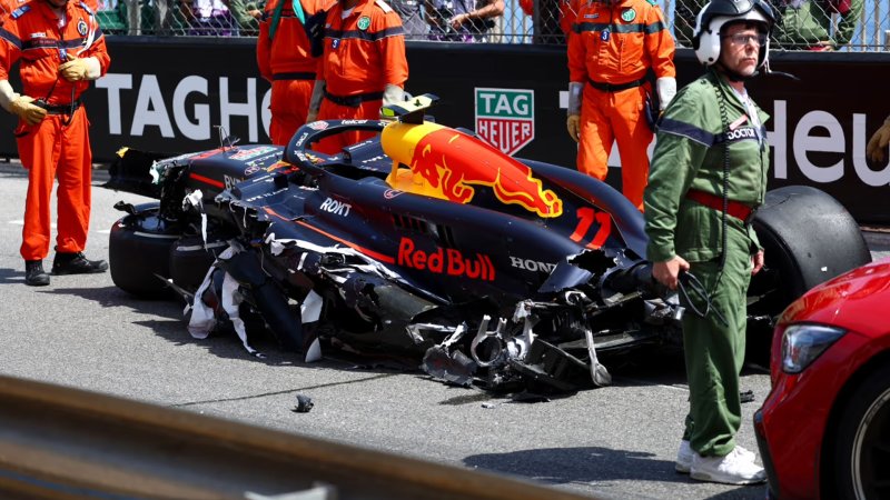 Red Bull F1 Car Obliterated During Crash at Monaco GP, Perez Walks Away