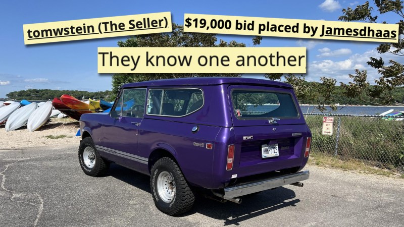 ‘No-Reserve’ IH Scout Seller Knows the Top Bidder but Bring a Trailer Won’t Pull the Auction