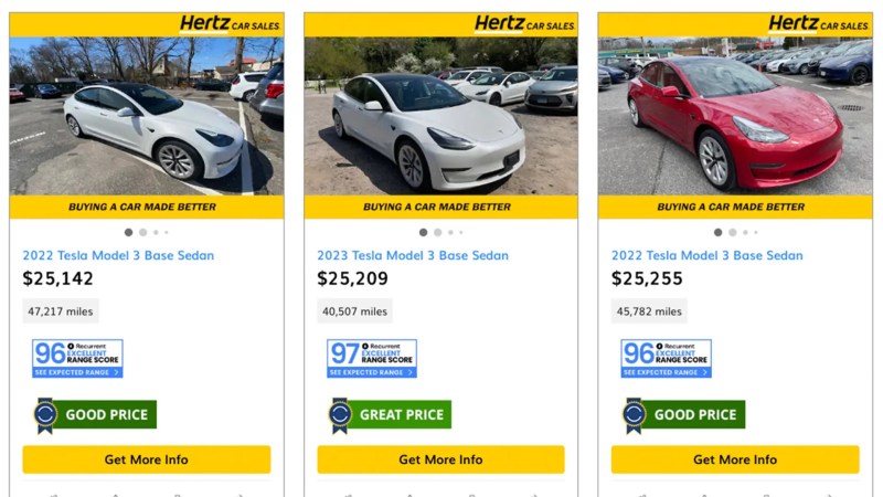 hertz teslas for sale