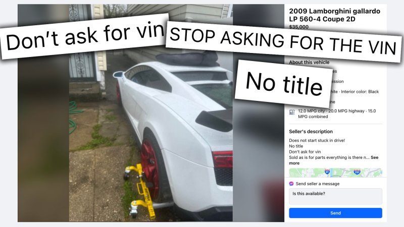 This Is Definitely Not a Stolen Lamborghini on Facebook Marketplace, No Sir