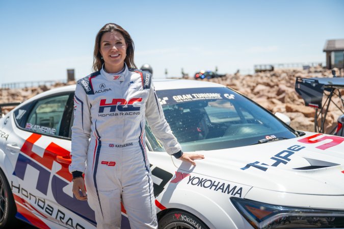 Acura racer Katherine Legge with Integra Type S