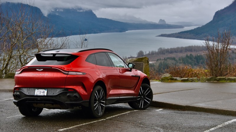2024 Aston Martin DBX707 overlooking the Columbia River Gorge from Crown Point