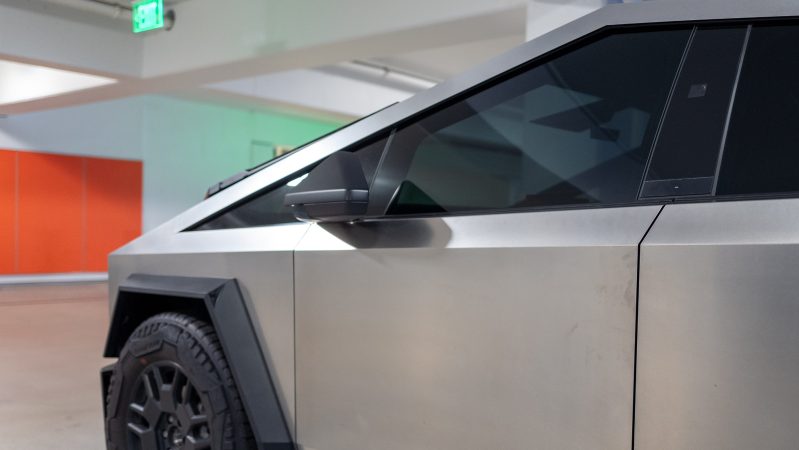 Tesla Cybertruck door close up