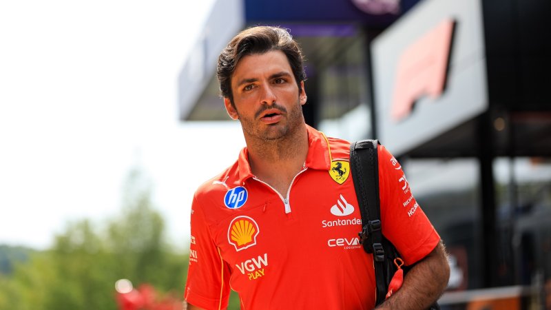 SPA, BELGIUM - JULY 25:Carlos Sainz of Spain and Ferrari looks on in the paddock during previews ahead of the F1 Grand Prix of Belgium at Circuit de Spa-Francorchamps on July 25, 2024 in Spa, Belgium. (Photo by Kym Illman/Getty Images)