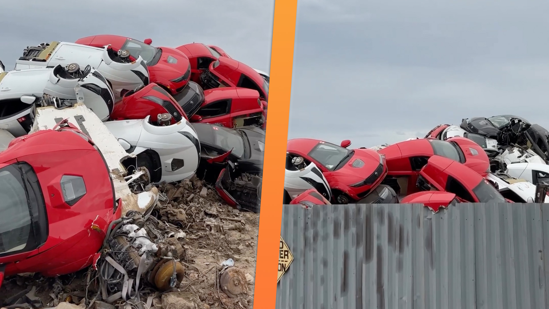 A pile of three-wheeled vehicles in an Arizona scrapyard