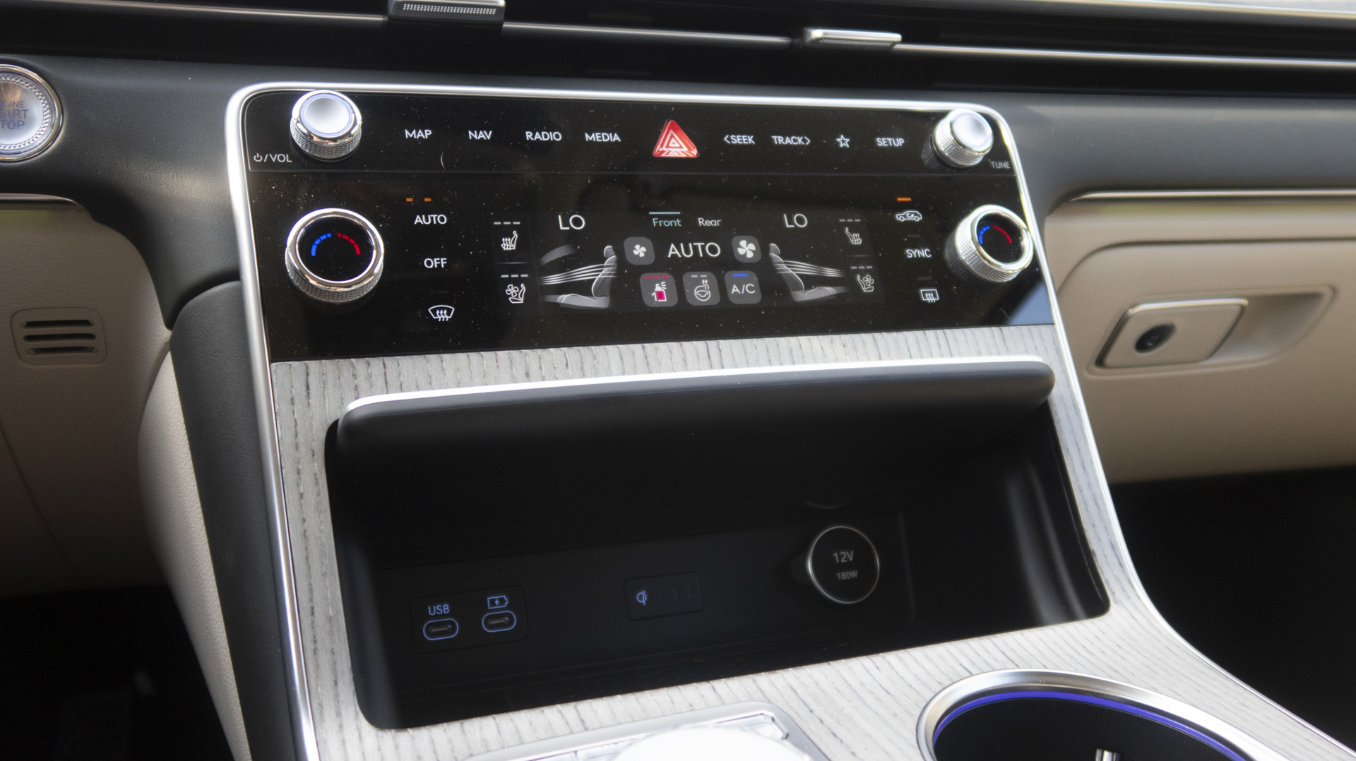 Genesis GV80 console detail.