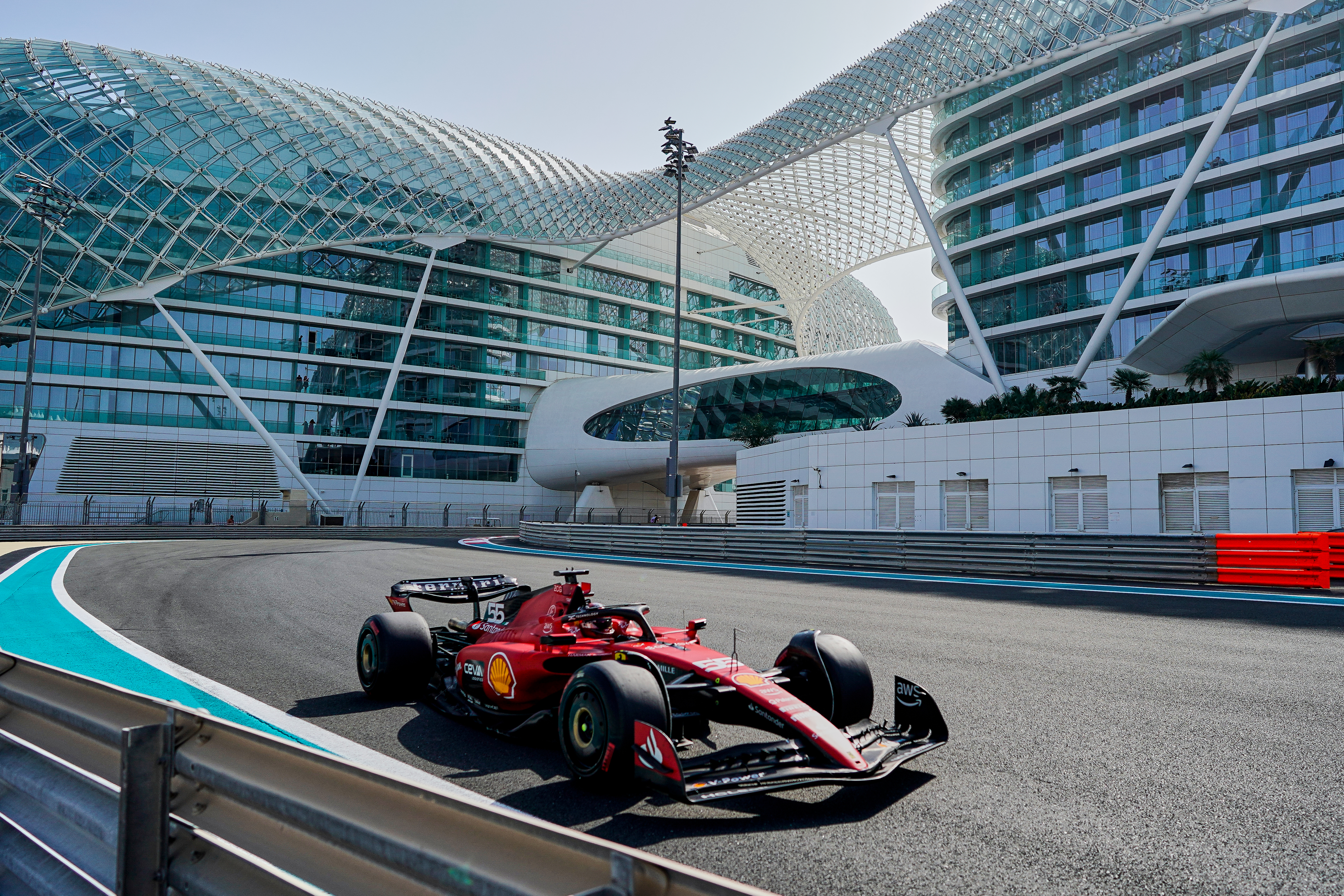 ABU DHABI, UNITED ARAB EMIRATES - NOVEMBER 28: Carlos Sainz of Spain and Scuderia Ferrari drives on track during Formula 1 testing at Yas Marina Circuit on November 28, 2023 in Abu Dhabi, United Arab Emirates. (Photo by James Gasperotti/Ciancaphoto Studio/Getty Images)