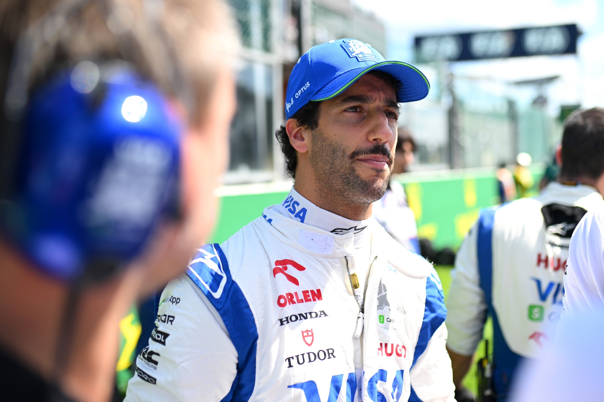 SPA, BELGIUM - JULY 28: Daniel Ricciardo of Australia and Visa Cash App RB prepares to drive on the grid during the F1 Grand Prix of Belgium at Circuit de Spa-Francorchamps on July 28, 2024 in Spa, Belgium. (Photo by Rudy Carezzevoli/Getty Images)