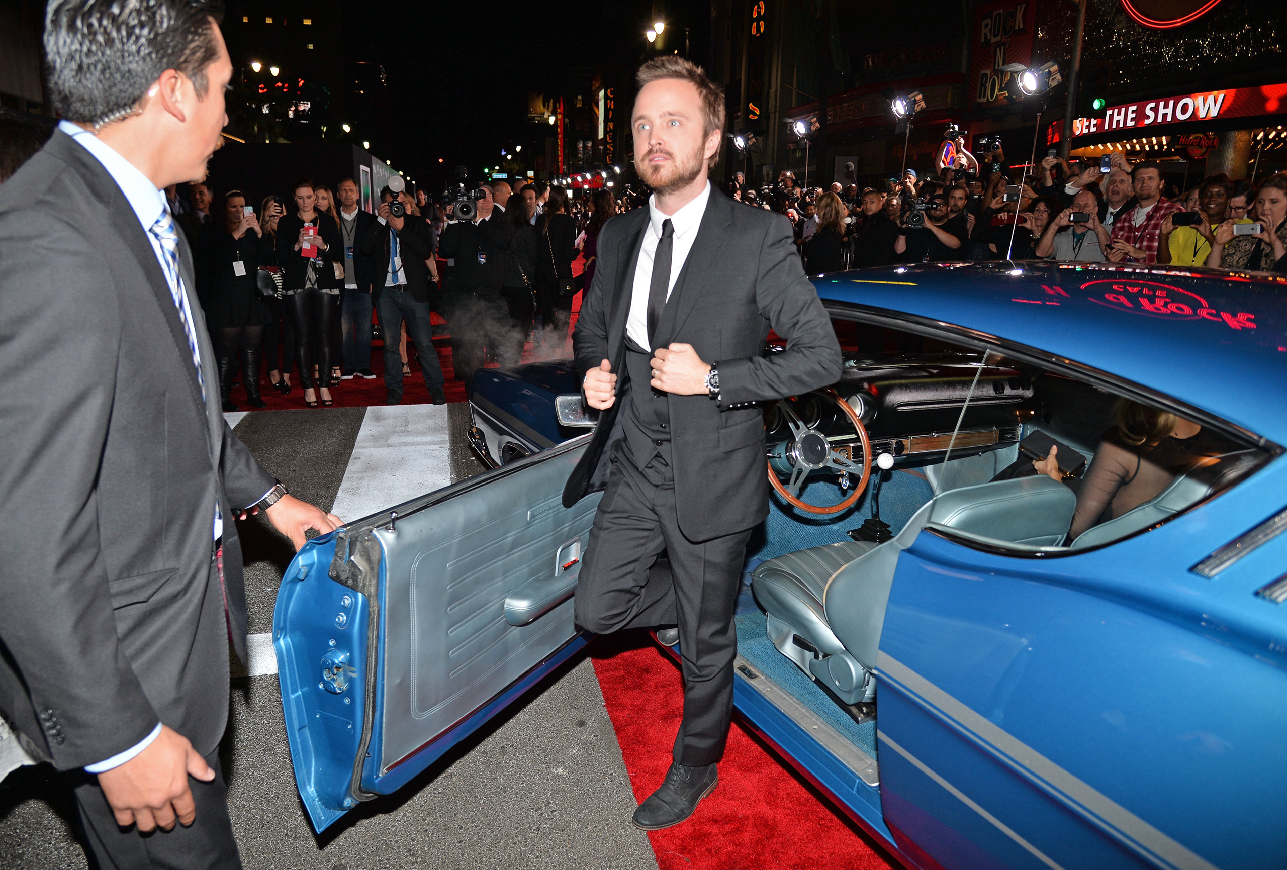 HOLLYWOOD, CA - MARCH 06: Actor Aaron Paul arrives at the premiere of DreamWorks Pictures' "Need For Speed" at TCL Chinese Theatre on March 6, 2014 in Hollywood, California. (Photo by Kevin Winter/Getty Images)