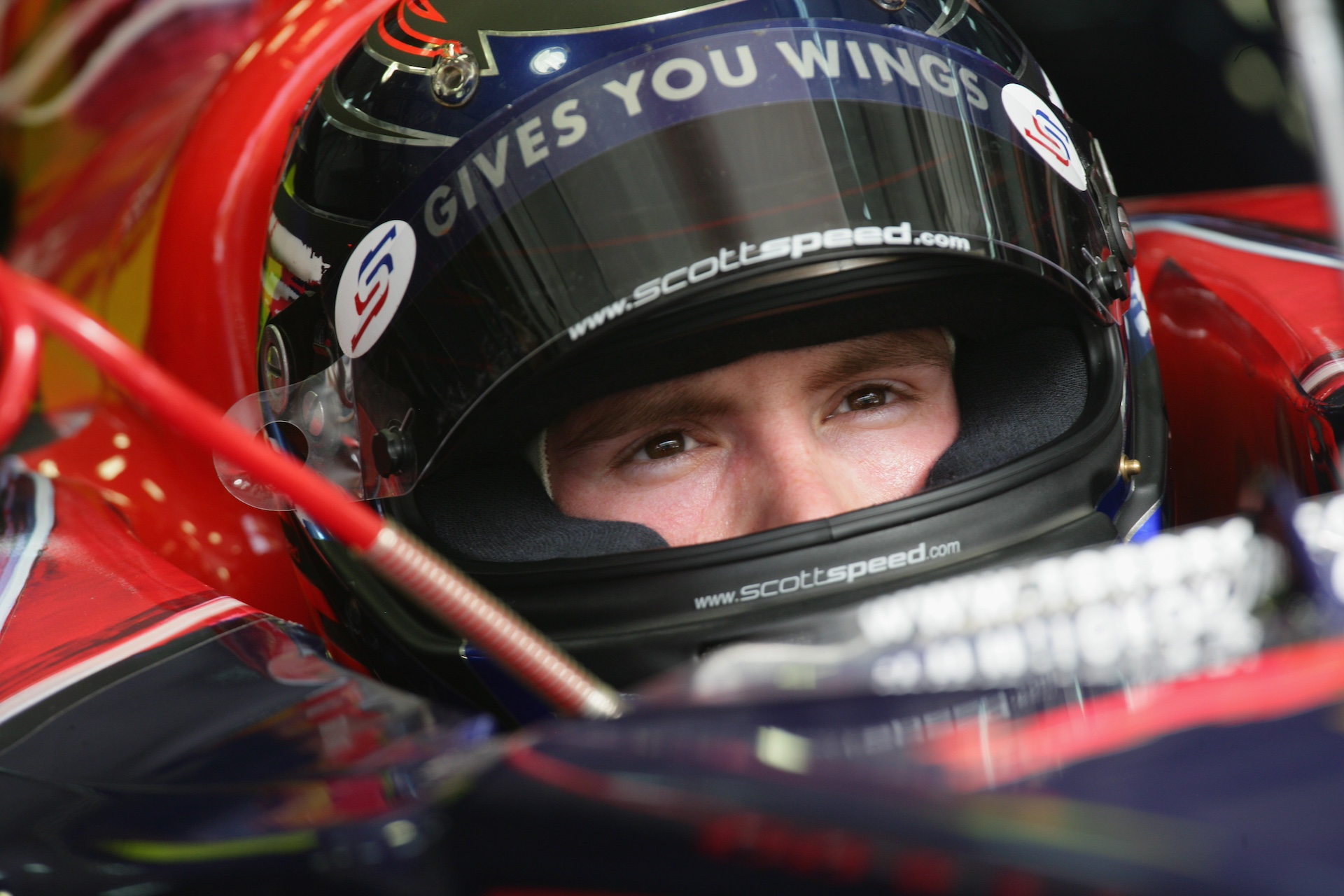 AL MANAMHA, BAHRAIN - FEBRUARY 27: Scott Speed of United States and Scuderia Toro Rosso in the pits during Formula One testing at the Bahrain International Circuit on February 27, 2007, in Sakhir, Bahrain (Photo by Mark Thompson/Getty Images)