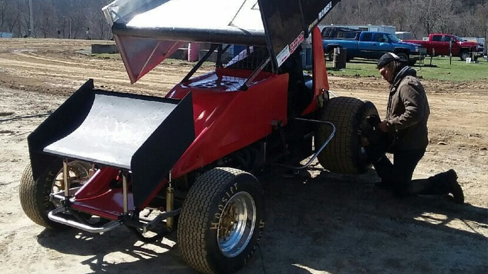 Hank O'Hop with sprint car