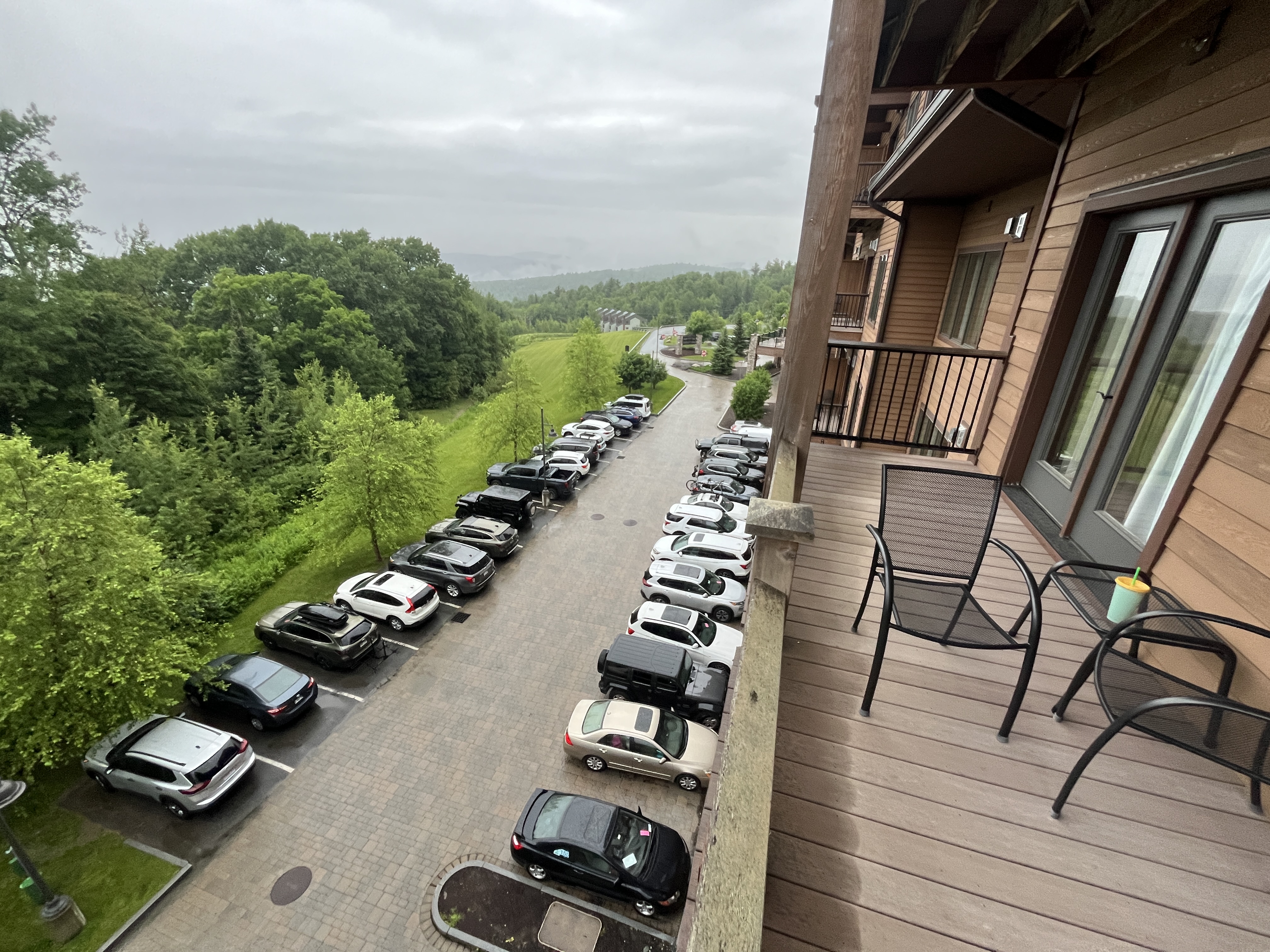 Burke Mountain Hotel balcony view.