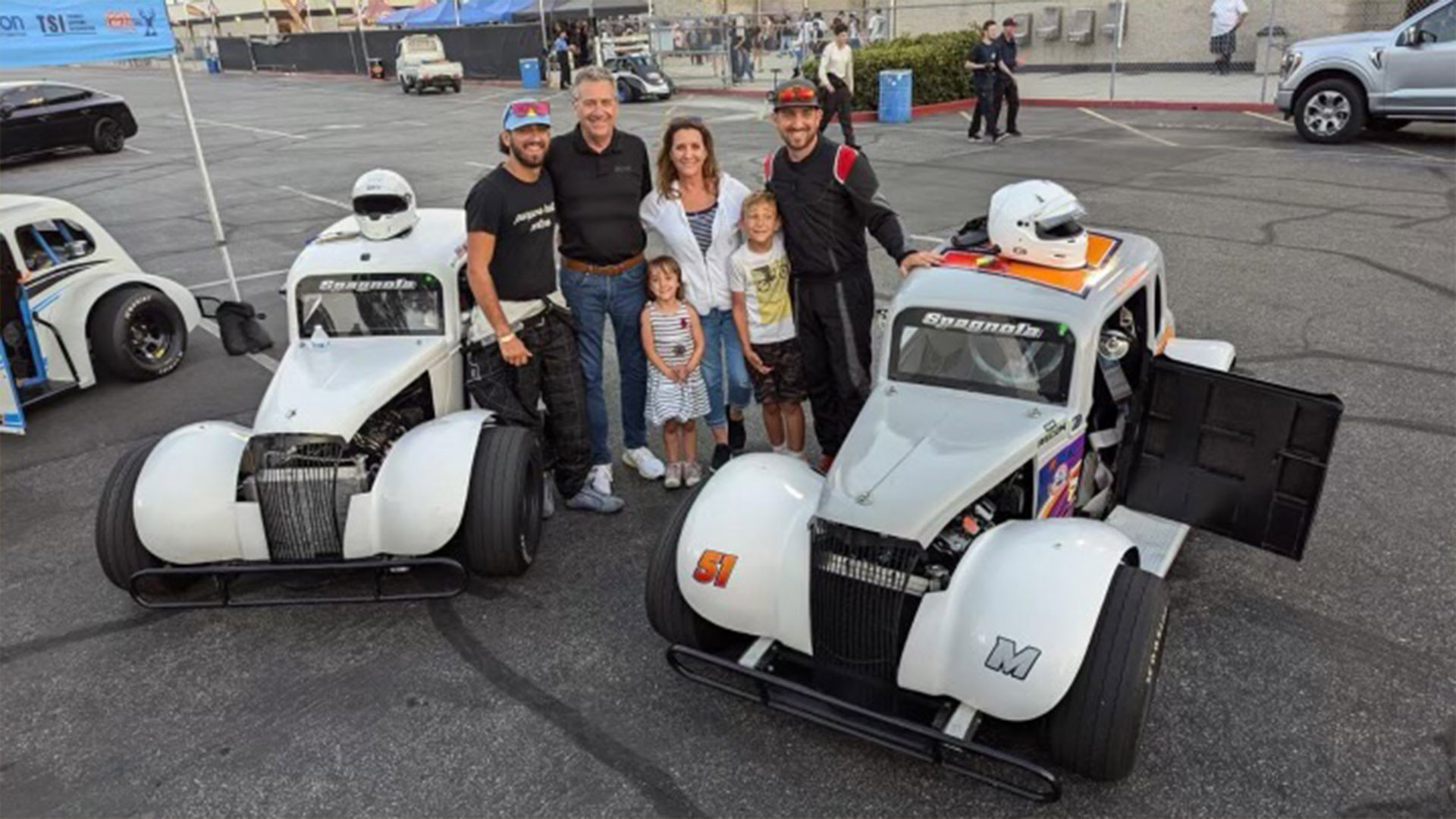 Mike Spagnola and sons with legends cars