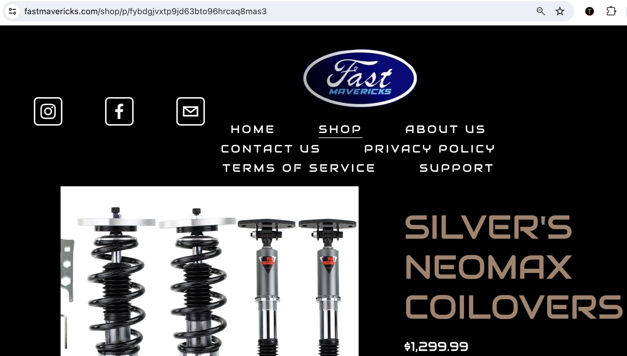 A listing for coilovers that the supplier says they have not provided to Gonzalez.