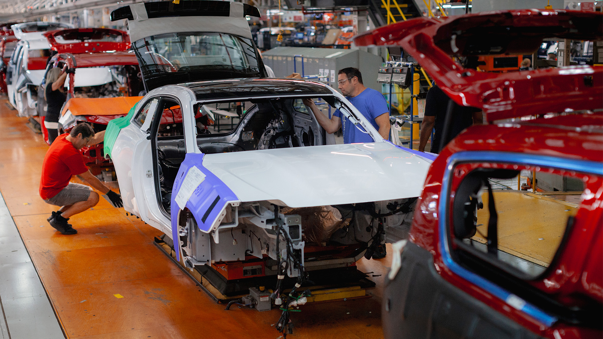 A Dodge Charger Daytona EV on the production line in Windsor, Ontario.