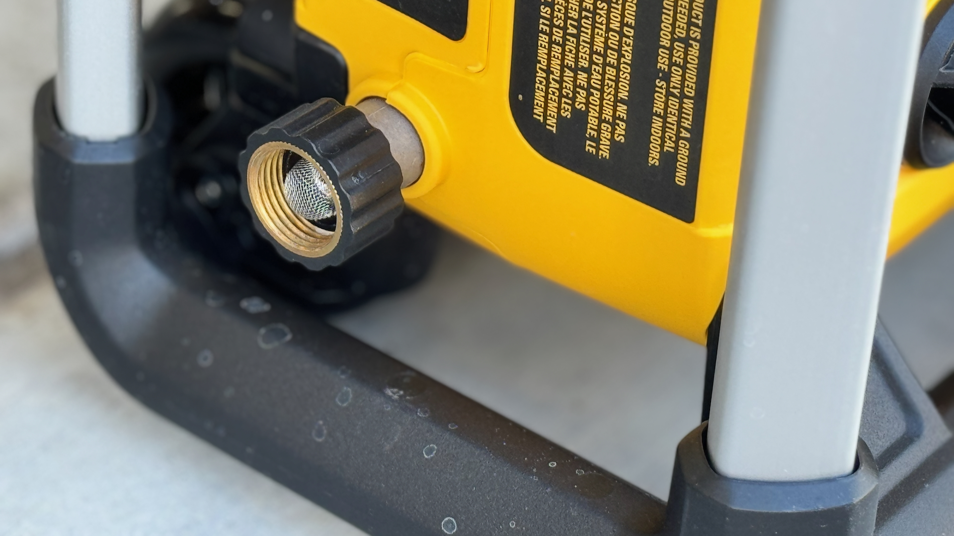 DeWalt electric washer water input.