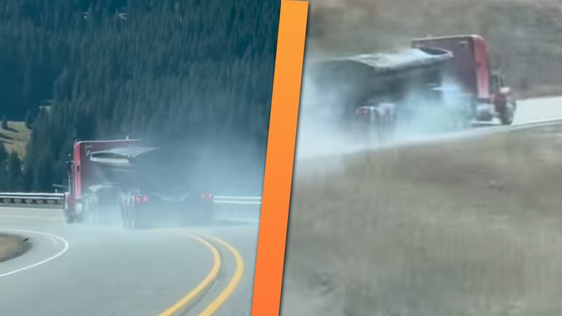 Watch a Trucker Wrestle a Loaded Semi With a Dead Engine Down a Steep Montana Grade