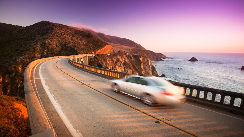 Bixby Bridge on highway 1 near the rocky Big Sur coastline of the Pacific Ocean California, USA