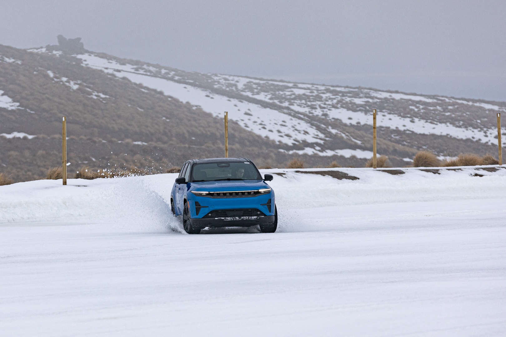 Cold weather testing of the all-new 2024 Jeep® Wagoneer S in New Zealand, the brand’s first global battery-electric vehicle.