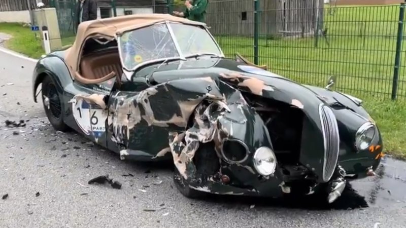 Distracted Driver Obliterates 1948 Jaguar XK120 During Mille Miglia Warm-Up