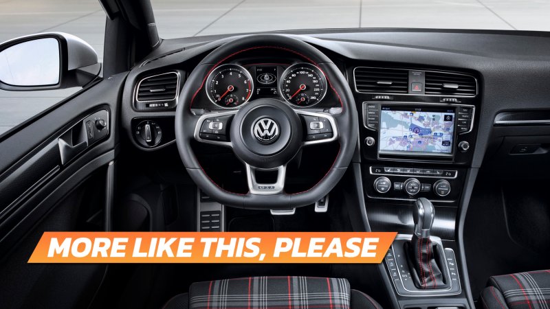 The view from the driver's seat of a Mk7 Golf GTI.