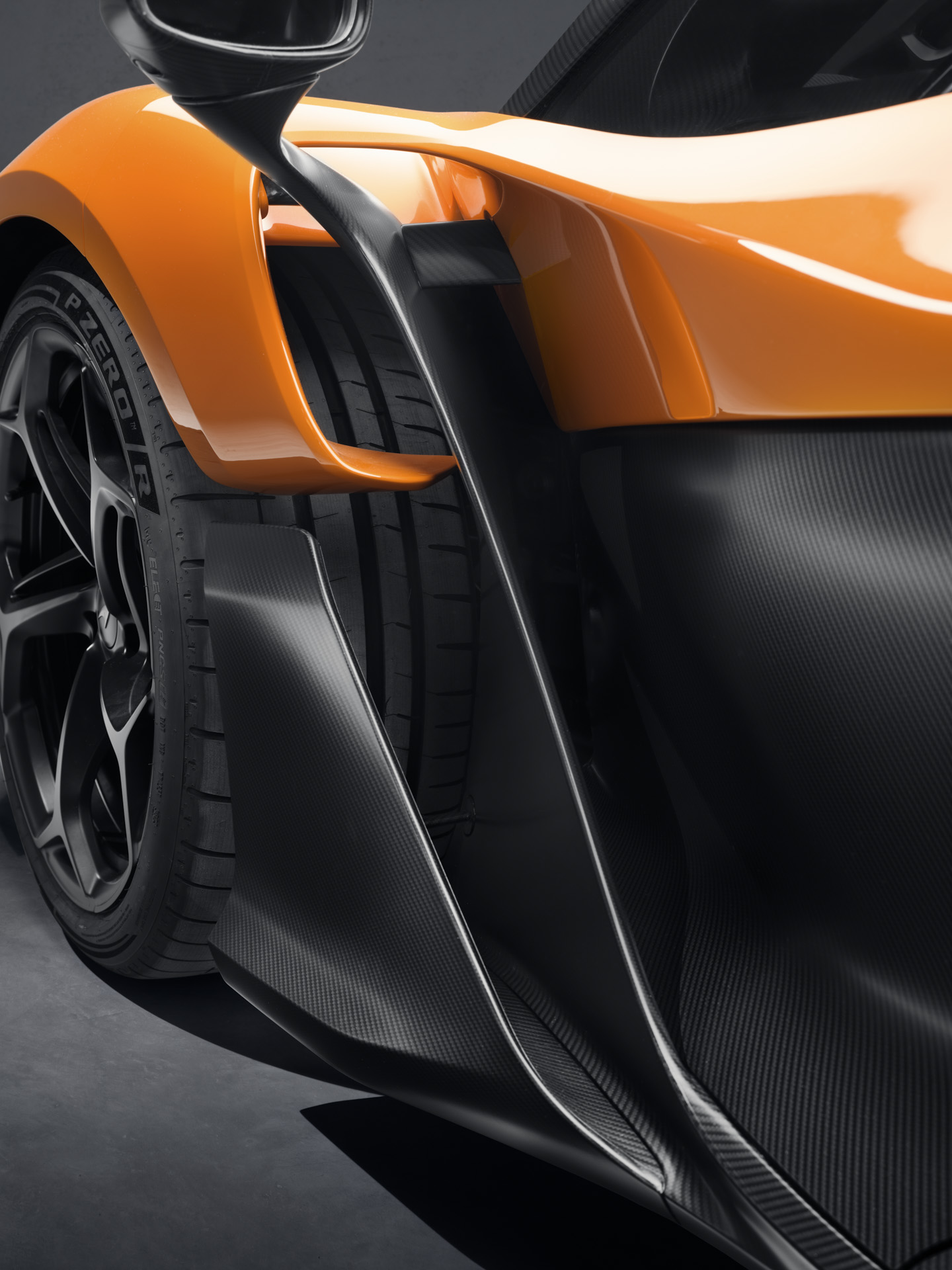 McLaren W1 side spoiler aero detail.