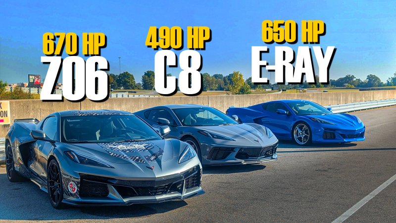 How Much Does Horsepower Matter? Corvette Stingray vs E-Ray vs Z06 Track Test