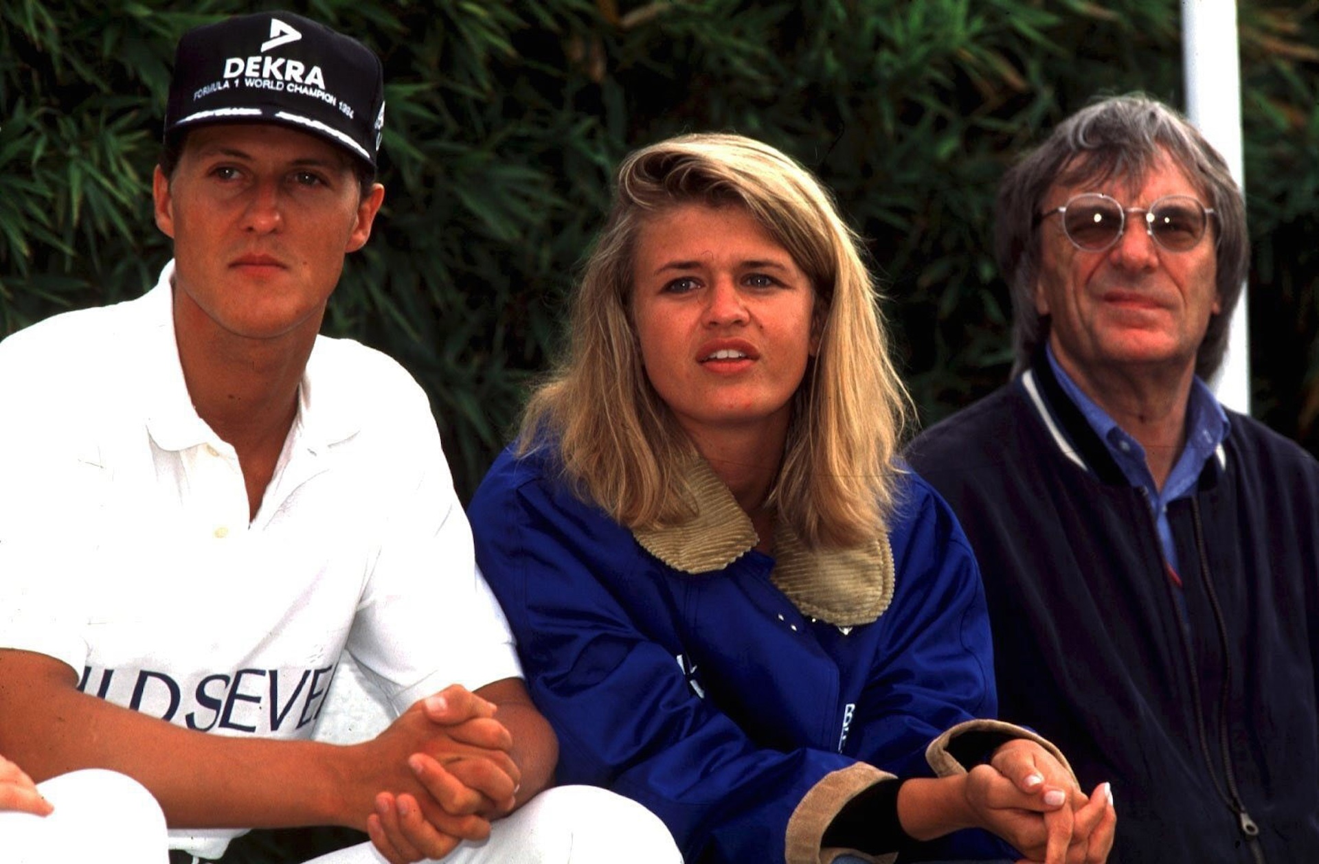 UNSPECIFIED - APRIL 09: FORMEL 1/MOTORSPORT: 9.4.95, Michael SCHUMACHER & Gattin Corinna, Berni ECCLESTONE (FIA) (Photo by Alexander Hassenstein/Bongarts/Getty Images)