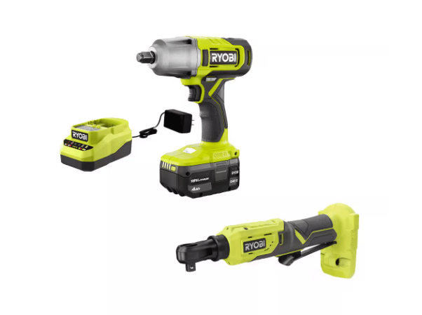  ryobi auto kit with impact ratchet and 4ah battery