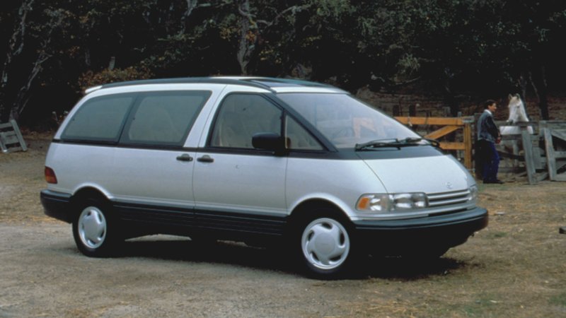 Toyota Previa posed front three quarter shot.