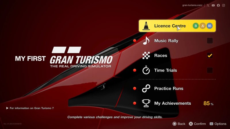 My First Gran Turismo Main Menu