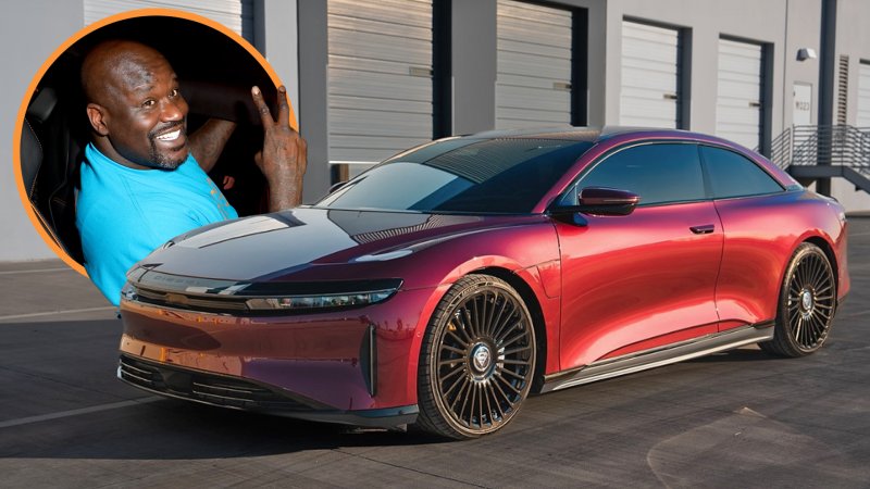 Shaquille O’Neal with one-of-one Lucid Air coupe made by West Coast Customs