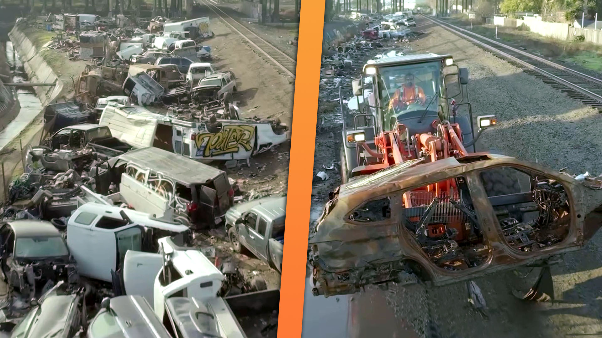 It Took a Team of Excavators to Remove 85 Derelict Cars Near California Railroad Tracks