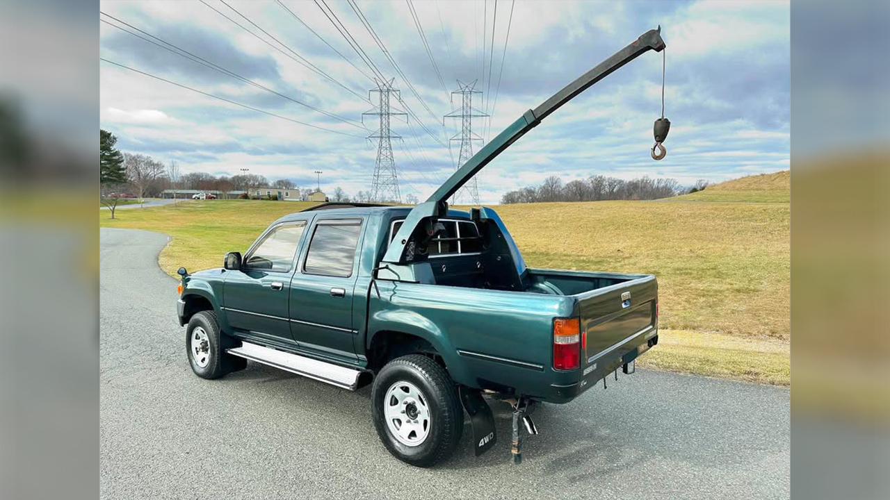 Ridiculously Rare Toyota Hilux With Factory Bed Crane Option Turns Up on Marketplace