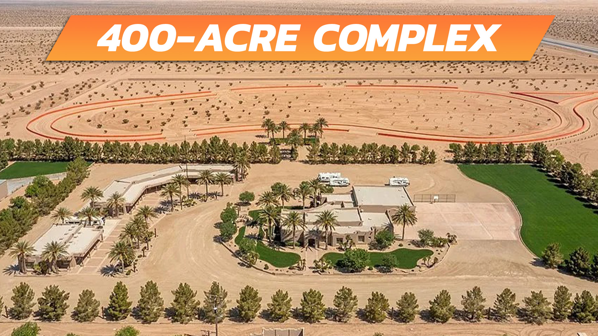 $15M Desert Mansion Is a Turnkey Racing Resort With Air Strip, Dirt Track, and Cars