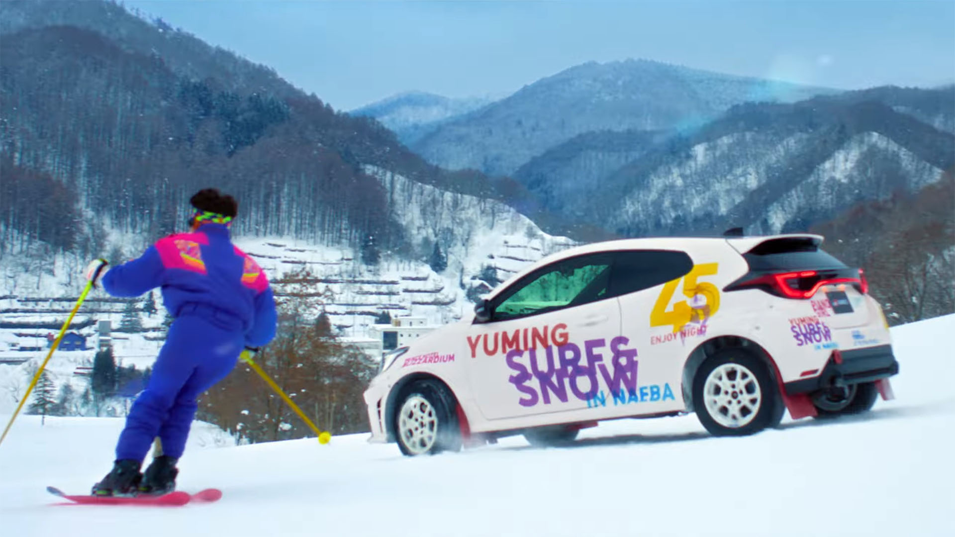 Toyota Drifted GR Yaris Down Ski Slope to Recreate Classic Japanese Movie Scene