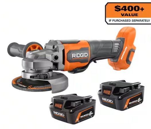  ridgid max output battery combo and bogo angle grinder