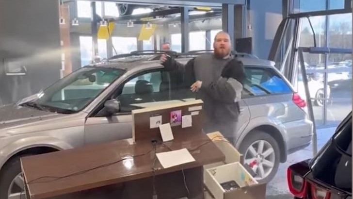 Upset Guy Who Crashed His Just-Bought Subaru Into Dealer Showroom Faces Felony Charges