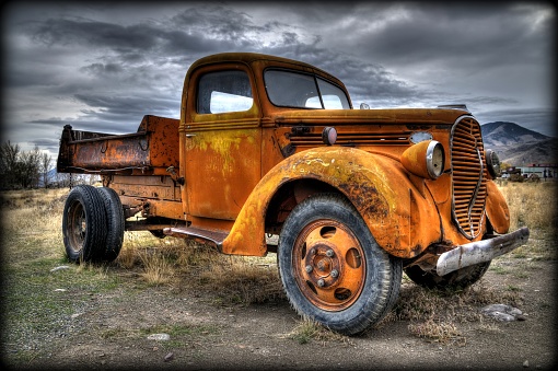 An old, rusted Ford truck