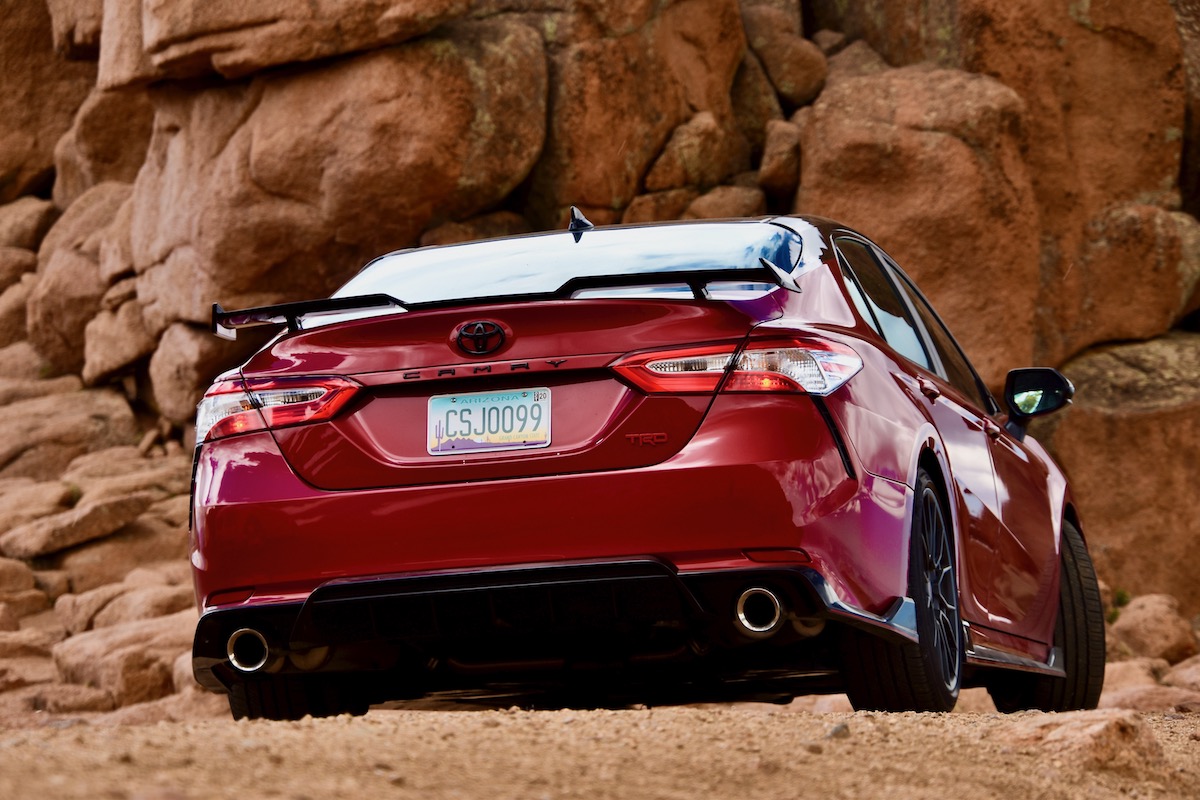 2020 Toyota Camry TRD on top of Pikes Peak