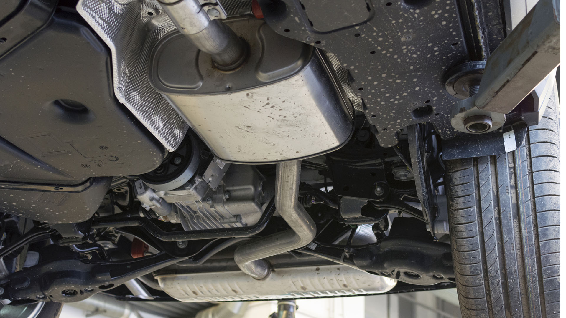 A clean underside of a vehicle. 